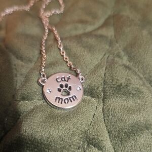 Silver 'Cat Mom' Pendant Necklace